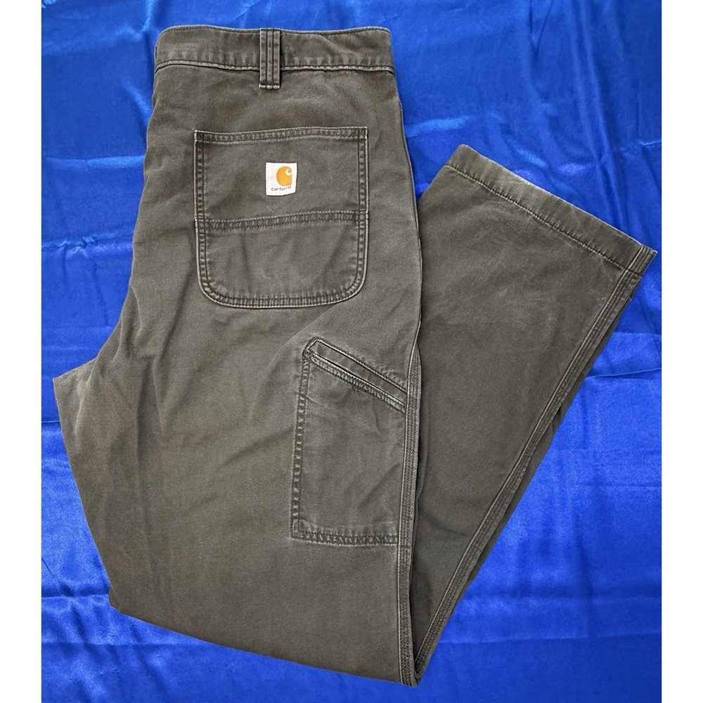 Carhartt Mens 40x34 Relaxed Fit Rugged Flex Canvas Utility Work Pants Dark Gray